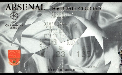 Biglietto 2001 arsenal vs - biglietto,