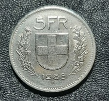 SVIZZERA MONETA 1968 5 FRANCHI GROSSA CIRCOLATA 
