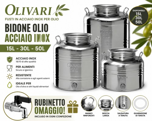 Bidone olio graffato acciaio - bidone,