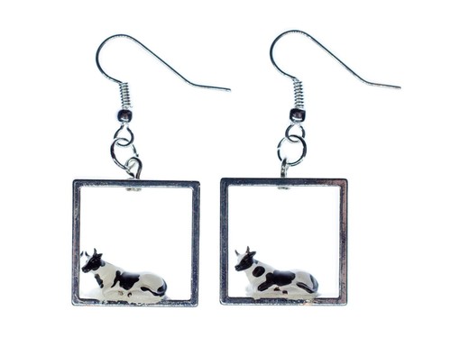 Mucca diorama orecchini - mucca,