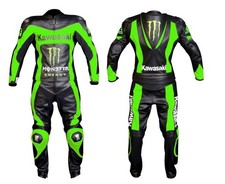 Tuta pelle moto biker VERDE