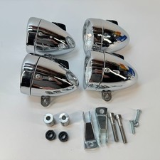 Lotto 4 fari per bicicletta d'epoca cromati con ferramenta