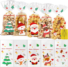 100 Pezzi Sacchetti Biscotti Natale, Trasparenti, per Confezioni, Sacchettini Al