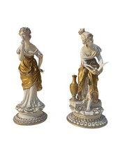 Coppia di statue in ceramica, Figure femminili, Capodimonte, inizio XX secolo