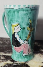 Tazza in ceramica vietrese- Decoro naïf- Firma Procida, Vietri anni '80