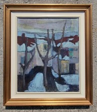 Franco Marro  ( Cuneo 1924 - Limone P.te 1998 ) Paesaggio innevato. Dipinto neve