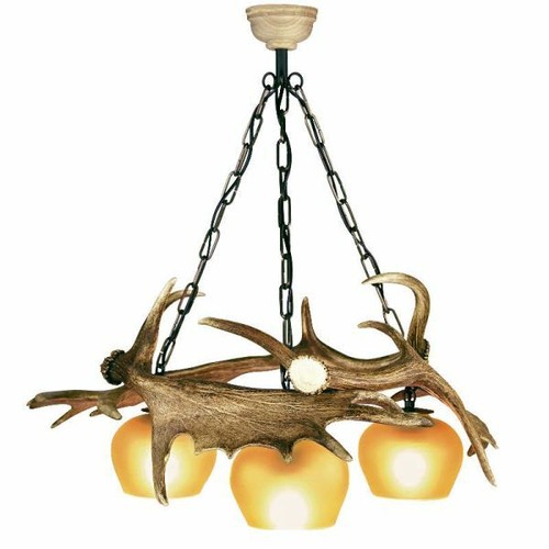 Lampadario con vere corna - , di