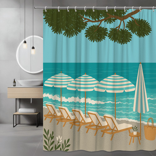 Tenda doccia spiaggia scena