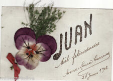 #FIORI-AUGURALI: 1908- JUAN- VIOLA IN STOFFA E FINTE SPIGHE