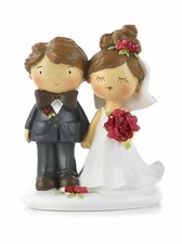 Bomboniera/Cake-Topper Matrimonio Coppia Sposini Spiritosi 11.4 cm in Resina