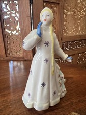 Albero di Natale vintage raro Snow Maiden DULEVO porcellana URSS biondo 6 pollici blu