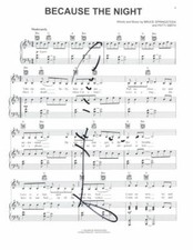 PATTI SMITH AUTOGRAFO FIRMATO PERCHÉ LA NOTTE SPARTITI CON BRUCE SPRINGSTEEN