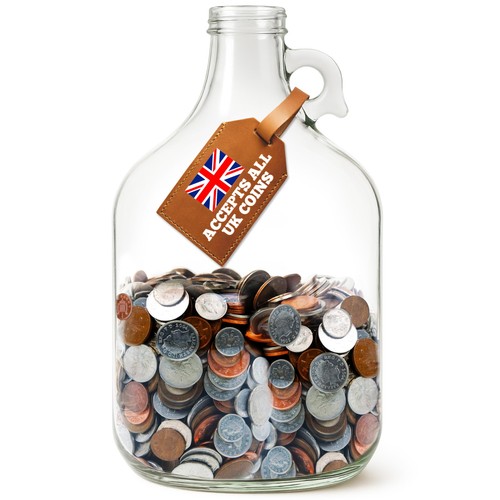Large glass coin jar 3l - large,