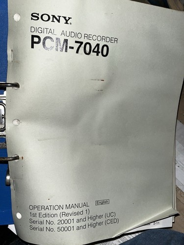 Maintenance manual sony pcm - sony,