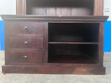 Mobile TV in Legno Massello Scuro con 3 Cassetti e Ripiani Aperti
