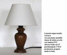 Lampada da tavolo lumetto comodino h27 abat jour in legno colore noce