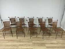 Set 10 sedie ferro curvato vimini anni 70’ vintage design