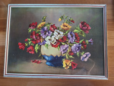 Quadro olio su tela firmato- Vaso di fiori- 74x54 cm