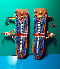 Masai Kenya gioielli vintage, perline colorate e cuoio, lavorazione manuale.