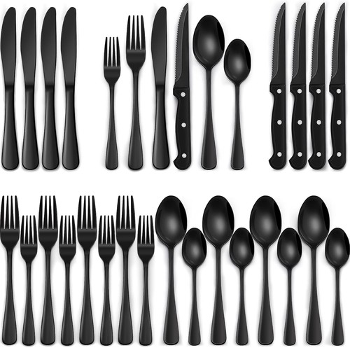 Set posate pezzi nero - posate,