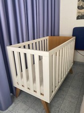 Lettino bambini Culla Bianco Design 126x67 h90. Materassino bamboo compreso.