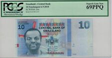 2010 Swaziland Banca Centrale 10 EMALANGENI PCGS 69 PPQ non circolato
