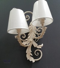 Applique a 2 luci e14 stile shabby chic lampada da parete in ferro battuto