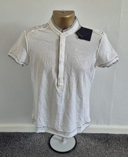 Polo uomo Paolo Pecora finezza 16 taglia small bianco grigio cotone nuova