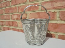 Antico secchiello siamese tailandese thailandese argento preghiera manico Buddha segni distintivi