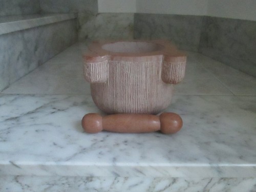 Mortaio granito rosa con - mortaio,