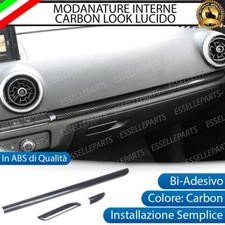 SET MODANATURE CRUSCOTTO INTERNO INTERNI AUDI A3 8V IN ABS CARBON LOOK LUCIDO