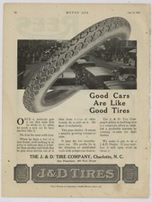 1919 J&D Tire Co. Pubblicità: Promozione Distributore - Charlotte, North Carolina