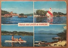 SALUTI DAL LAGO DI VARESE 1975 MOSCONE BARCHE A REMI E BARCA A VELA VEDUTE