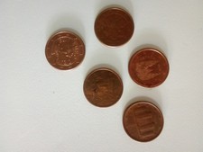 5 monete da 1 centesimi molto