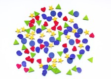 100 piccoli adesivi in gomma colorati di varie figure, per decorazioni