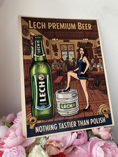 Insegna in metallo per bambina pin up birra polacca Lech