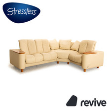 Stressless Legend Divano Angolare In Pelle Crema Beige Funzione Manuale Sofa