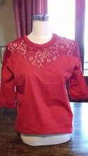 Top sexy donna con pizzo rosso