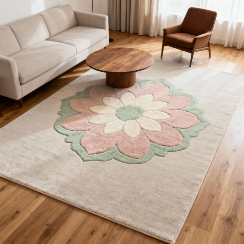 Tappeto floreale beige moderno