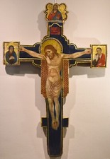 Large Antique Tempera Crucifix