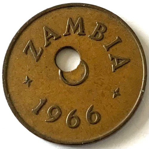 Zambia penny 1966 errore - zambia,
