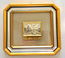 QUADRO ARGENTO SU VETRO "PIAZZA NAVONA ROMA" CON CORNICE IN LEGNO PREGIATO