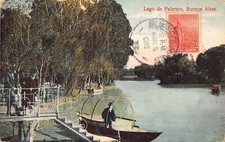 L360 Argentina Buenos Aires 1913 Lago di Palermo Barca lago cartolina d'epoca