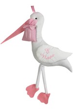 Fiocco Nascita Cicogna Grande Rosa Con ricamo VISITA IL NEGOZIO