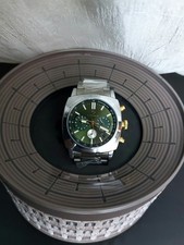 ​Orologio Uomo Cronografo TITANIO Quadrante Verde Smeraldo Cassa Cuscino Bicolor
