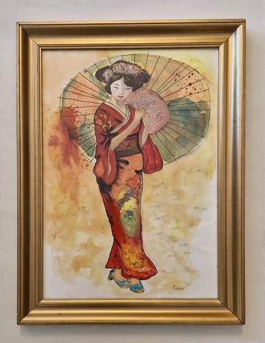 Geisha quadro acquerello
