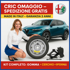 ?Kit Ruotino Scorta Alfa Romeo Junior 16” 4 Fori Cric + Guanti DOT2025 ?
