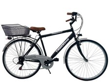 Bicicletta Uomo Passeggio Misura 28 Bici Da Città Con Cambio Nera Con 2 Cestini