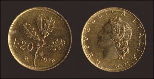 Lire 1978 ramo quercia - 20, di