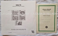 FOGLIETTO FRANCOBOLLI ESPOSIZIONE MONDIALE FILATELIA ITALIA 76 + Certificazione